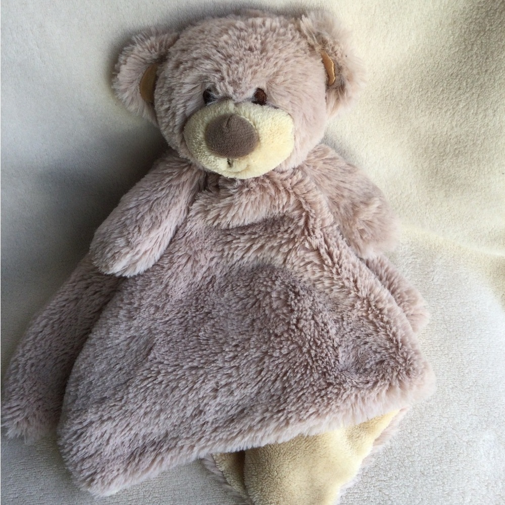 Kellytoy Soft Plush Tan Bear Lovey Rattle Inside Security Blanket Toy No Tags